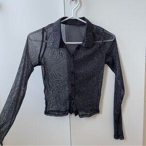 Black sparkle mesh polo